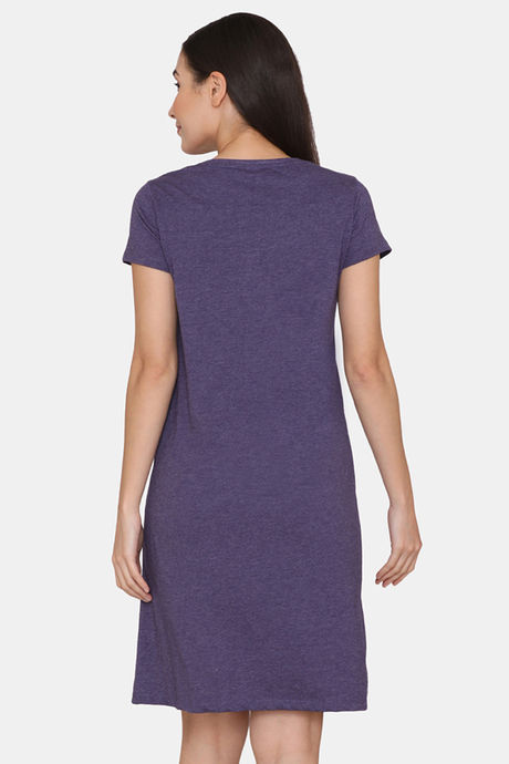 Rosaline Spatial Speckle Knit Cotton Knee Length Nightdress -Blue Ribbon — image 3